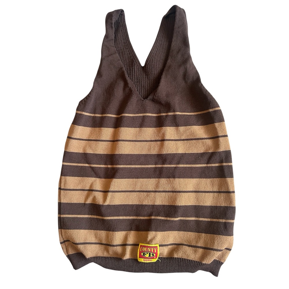 FB County Brown and Tan Striped Tank Top Charlie Brown Top